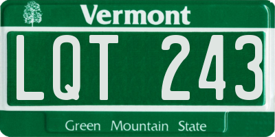 VT license plate LQT243