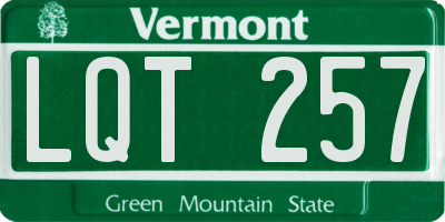 VT license plate LQT257