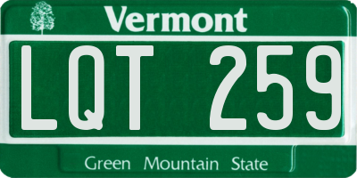 VT license plate LQT259