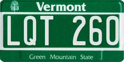 VT license plate LQT260