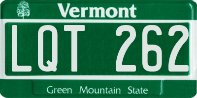VT license plate LQT262