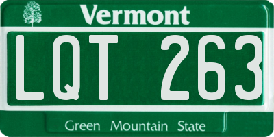 VT license plate LQT263