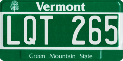 VT license plate LQT265