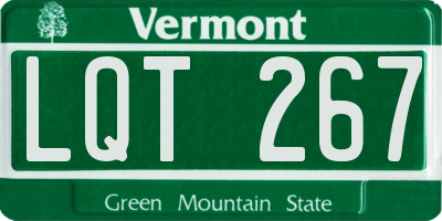 VT license plate LQT267