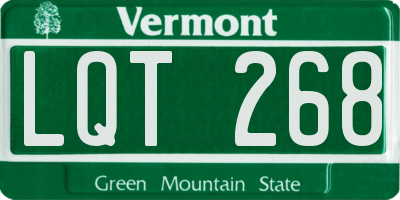 VT license plate LQT268