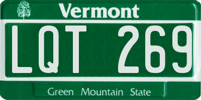 VT license plate LQT269