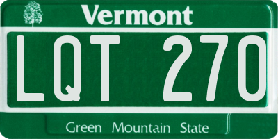 VT license plate LQT270