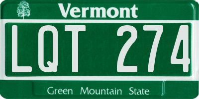 VT license plate LQT274