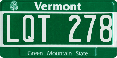 VT license plate LQT278