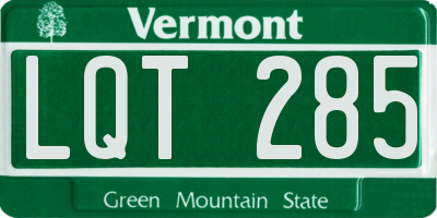 VT license plate LQT285