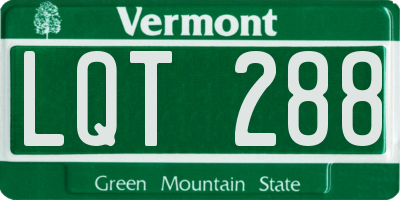 VT license plate LQT288