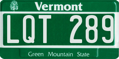 VT license plate LQT289