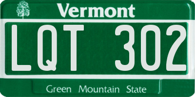 VT license plate LQT302