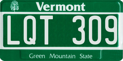 VT license plate LQT309