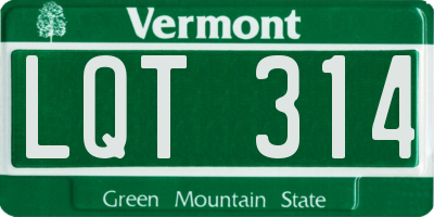 VT license plate LQT314