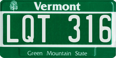 VT license plate LQT316