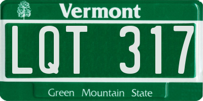 VT license plate LQT317