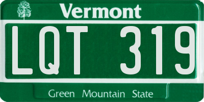 VT license plate LQT319