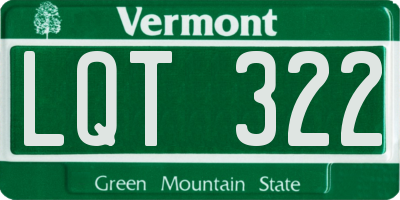 VT license plate LQT322