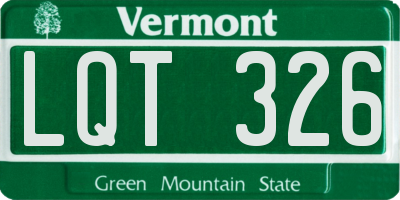VT license plate LQT326