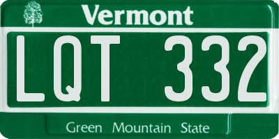 VT license plate LQT332