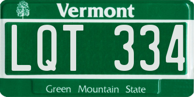 VT license plate LQT334