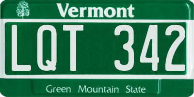 VT license plate LQT342
