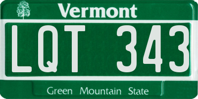 VT license plate LQT343
