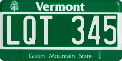 VT license plate LQT345