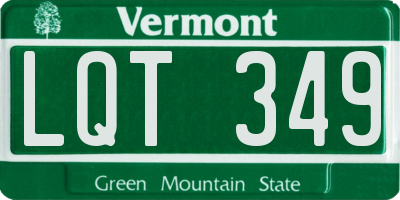 VT license plate LQT349