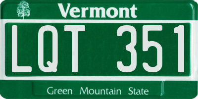 VT license plate LQT351