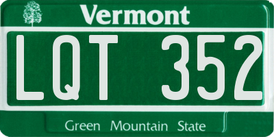 VT license plate LQT352