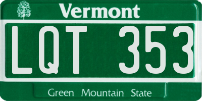 VT license plate LQT353