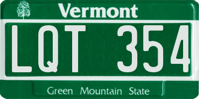 VT license plate LQT354