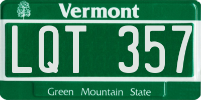 VT license plate LQT357