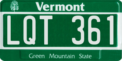 VT license plate LQT361