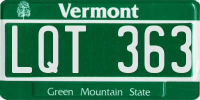 VT license plate LQT363