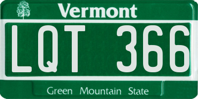 VT license plate LQT366