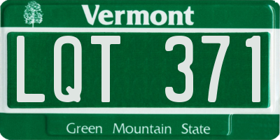 VT license plate LQT371