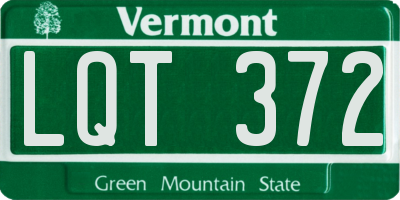 VT license plate LQT372