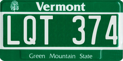 VT license plate LQT374