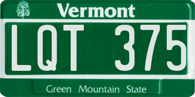 VT license plate LQT375