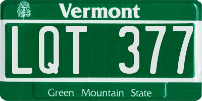 VT license plate LQT377