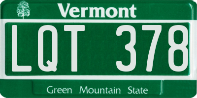 VT license plate LQT378