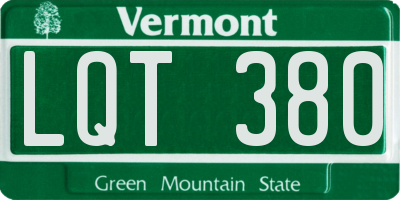 VT license plate LQT380