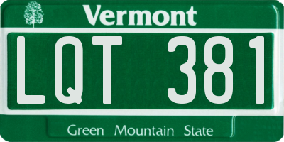 VT license plate LQT381
