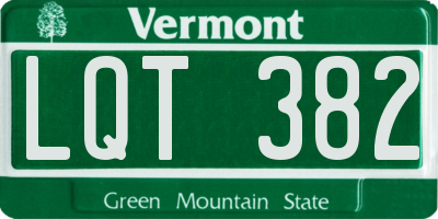 VT license plate LQT382