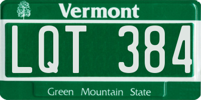VT license plate LQT384