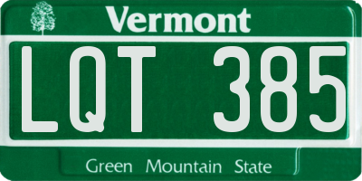 VT license plate LQT385