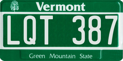 VT license plate LQT387